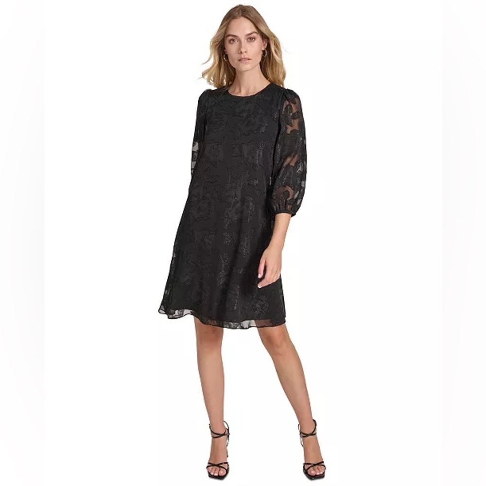 Calvin Klein Women's Chiffon 3/4-Sleeve Shift Dress